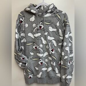 Looney Tunes Bugs Bunny All Over Print Divided H & M Hoodie Sweatshirt, Men’s M